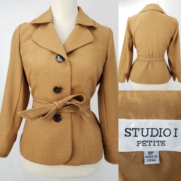 Studio I Jackets & Blazers - Studio I Petite 8P Caramel Belted Blazer Jacket